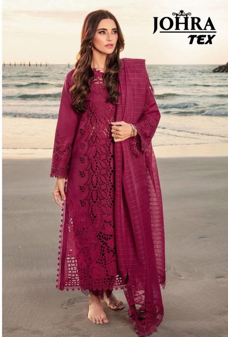 Johra Tex 174 Cambric Cotton Embroidered Pakistani Salwar Kameez Wholesale Clothing Distributors In India